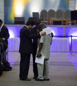 Delegates stopped thought the day for prayer